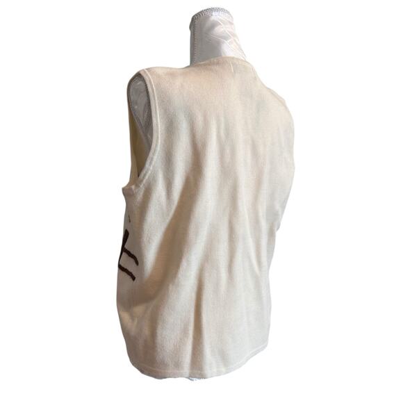 Vintage White Orange Halloween Sweater Vest Womens Sz Large Pumpkin Black Cat - Picture 15 of 16